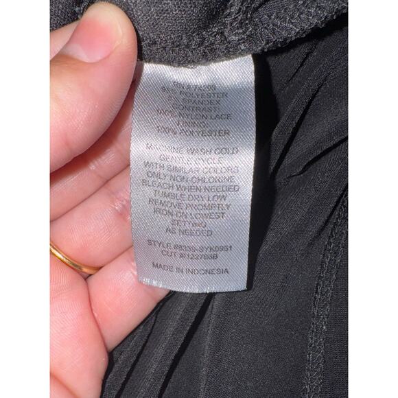 Enfocus Studio Womens Black Cocktail Dress Size 4 Lace Cap Sleeve Bodycon V-Neck - Picture 4 of 6